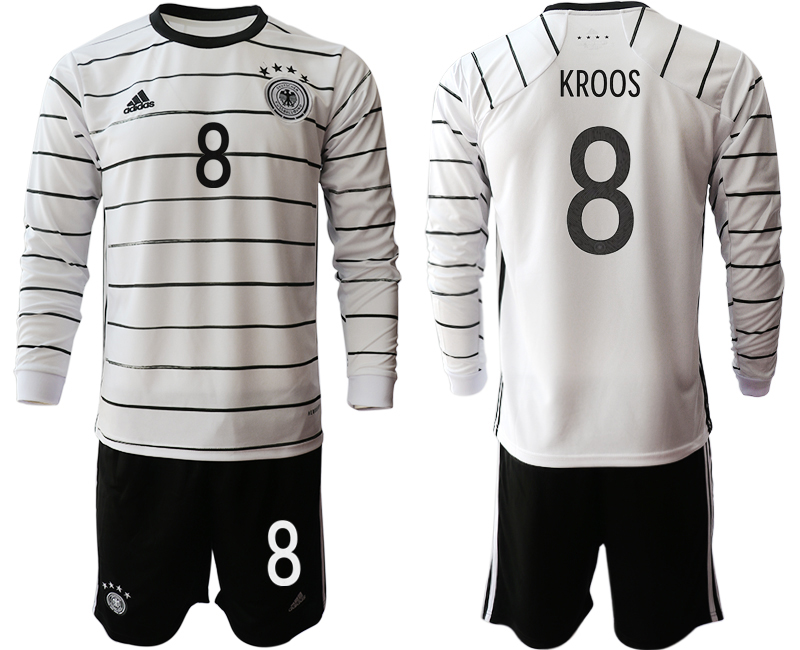 Men 2021 European Cup Germany home white Long sleeve #8 Soccer Jersey->germany jersey->Soccer Country Jersey